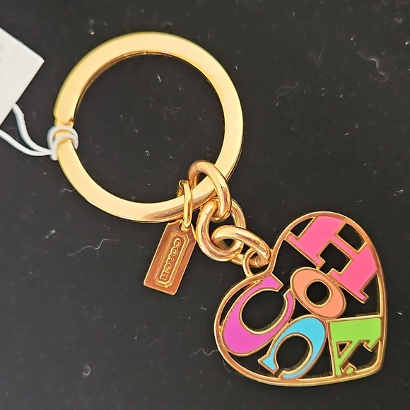 Coach Accessories - RARE COACH Poppy Heart Key Chain Ring Candy colored Key Fob Hang Tag